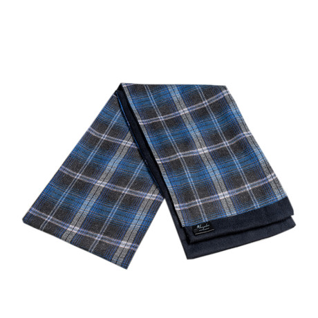 AESW2151 100% Wool Dress Scarf // Blue Checkered
