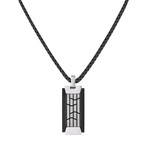 Vertical Tag Necklace // Silver + Black