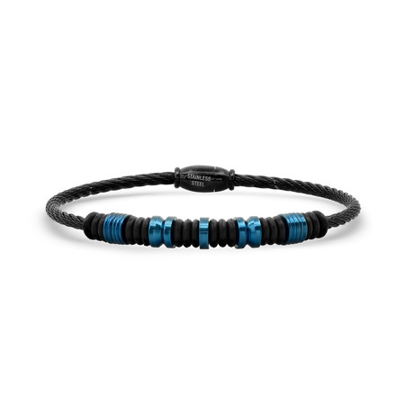 Two Tone Stainless Steel Bracelet // Black + Blue