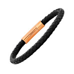 Black Leather + 18K Rose Gold Bracelet