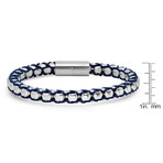 Stainless Steel Box Link Chain Bracelet // Silver + Blue