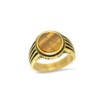 18K Gold Plated Tiger Eye Ring // Yellow (Size 9)