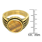 18K Gold Plated Tiger Eye Ring // Yellow (Size 9)