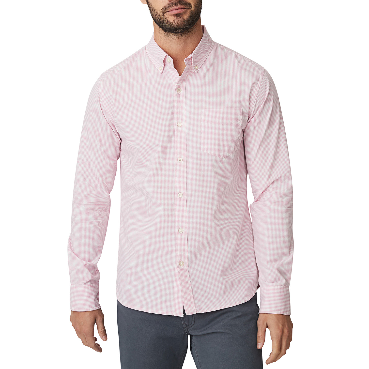 Light Pink Micro Gingham Button Down Shirt // Light Pink (S) - Jomers ...