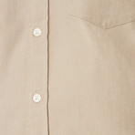 Italian Brushed Khaki Oxford Button Down Shirt // Tan (S)