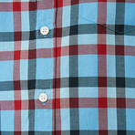 Gavin Checkered Oxford Button Down Shirt // Blue + Red (S)