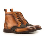 Military Brogue Boot // Cognac + Gray Herringbone (US: 7)