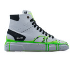High Top Sneaker // White + Black + Green Neon (Euro: 43)