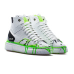 High Top Sneaker // White + Black + Green Neon (Euro: 45)
