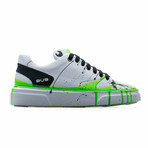 Low Top Sneaker // White + Black + Green Neon (Euro: 44)