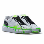 Low Top Sneaker // White + Black + Green Neon (Euro: 46)