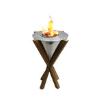 Anywhere Fireplace Southampton // Indoor/Outdoor Teak Table Top Fireplace + 12-Pack SunJel Fuel