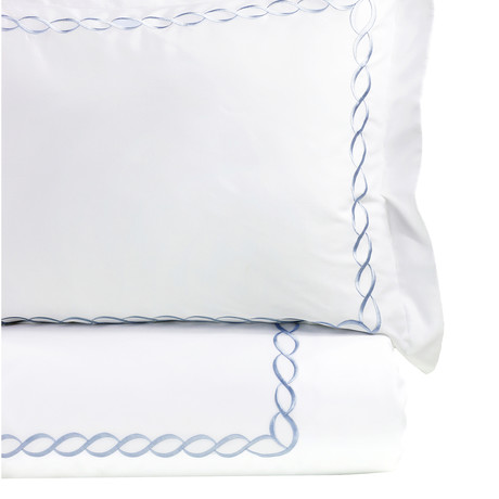 Rope Embroidered Duvet Set // 600TC // Blue (Full/Queen)