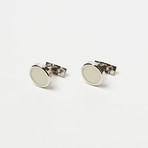 Pearly White Round Palladium Cufflinks