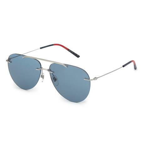 Men's GG0397S-006 Polarized Sunglasses // Silver + Blue