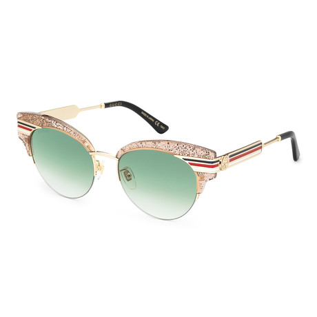 Women's Novelty Sunglasses // Shiny Glitter Nude + Gold + Green - Gucci -  Touch of Modern