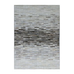 HandLoomed Cowhide Sari Silk Area Rug // Gray Lines (5' 0" x 8' 0")