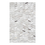 HandLoomed Cowhide Sari Silk Area Rug // Silver Zig Zag // 9'10" x 13'10"