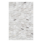 HandLoomed Cowhide Sari Silk Area Rug // Silver Zig Zag (2'0" x 3'0")