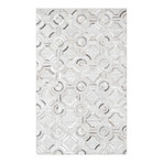 HandLoomed Cowhide Sari Silk Area Rug // Gray Circles (2'0" x 3'0")