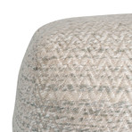 Silk + Wool Square Pouf // Silver Zig Zag