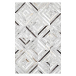 HandLoomed Cowhide Sari Silk Area Rug // Silver Diamonds (2'0" x 3'0")