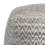 Silk + Wool Square Pouf // Gray Zig Zag