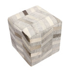 Cowhide Square Pouf // Thick Zig Zag