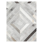 HandLoomed Cowhide Sari Silk Area Rug // Silver Diamonds (2'0" x 3'0")