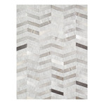 HandLoomed Cowhide Sari Silk Area Rug // Silver Zig Zag (2'0" x 3'0")