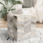 Cowhide Square Pouf // Thick Zig Zag