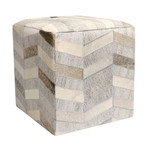 Cowhide Square Pouf // Thick Zig Zag