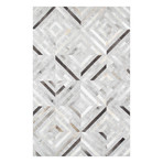 HandLoomed Cowhide Sari Silk Area Rug // Silver Diamonds // 9'10" x 13'10"