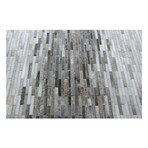 HandLoomed Cowhide Sari Silk Area Rug // Gray Lines (5' 0" x 8' 0")