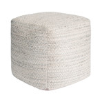 Silk + Wool Square Pouf // Silver Zig Zag