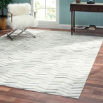 HandLoomed Cowhide Sari Silk Area Rug // Zig Zag // 5'0" x 8'0"