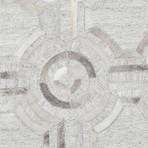 HandLoomed Cowhide Sari Silk Area Rug // Gray Circles (2'0" x 3'0")