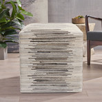 Cowhide Square Pouf // Multi Color Lines