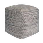 Silk + Wool Square Pouf // Gray Zig Zag