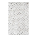 HandLoomed Cowhide Sari Silk Area Rug // Gray Circles // 9'10" x 13'10"