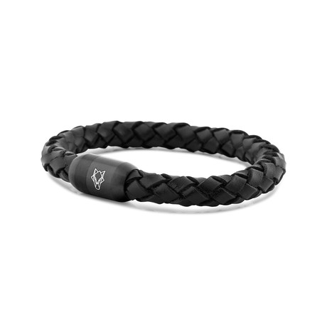 Portus Leather Bracelet // Black (7.1")