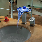 Round Bathroom Sink Faucet // LED Waterfall