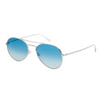 Unisex FT0551-18X Sunglasses // Shiny Rhodium + Blue Mirror