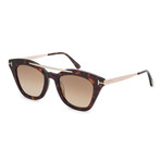 Women's FT0575-52G Sunglasses // Dark Havana + Brown Mirror
