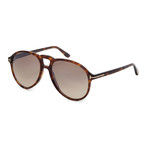 Men's FT0645-52G Sunglasses // Dark Havana + Brown Mirror