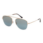 Men's FT0667-28X Sunglasses // Shiny Rose Gold + Blue Mirror