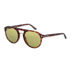Men's FT0675-54N Sunglasses // Red Havana + Green