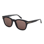 Men's FT0676-01E Sunglasses // Shiny Black + Brown
