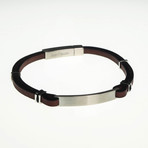 Dell Arte // Leather + Stainless Steel Bracelet // Brown + Silver