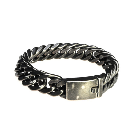 Dell Arte //  Chain Bracelet + Snap Lock // Silver